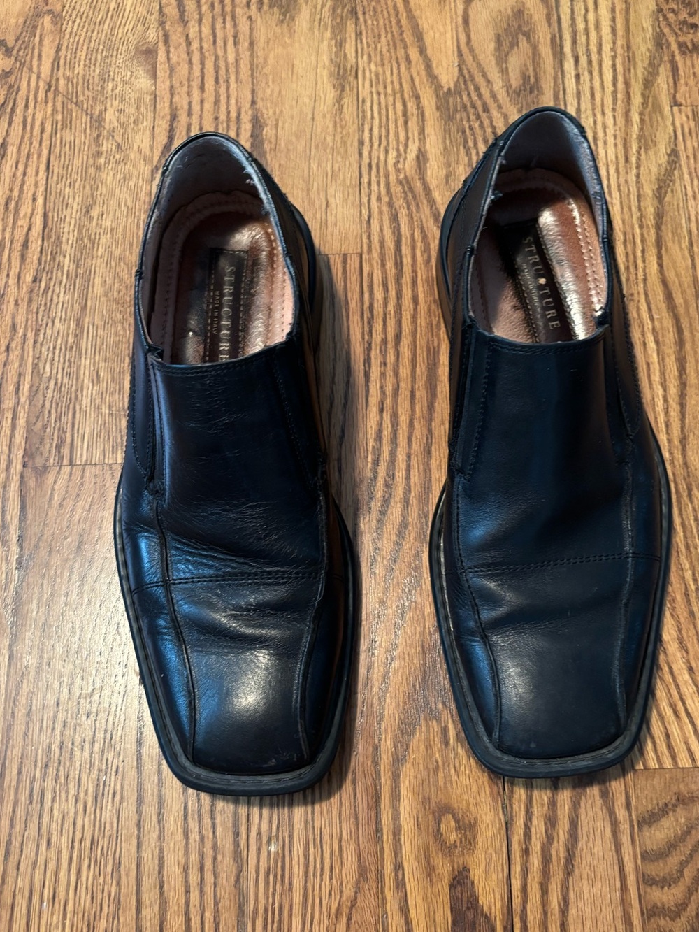 Vintage 90s Structure Men's Black Leather Dress Loafers Shoes Size US 8 M